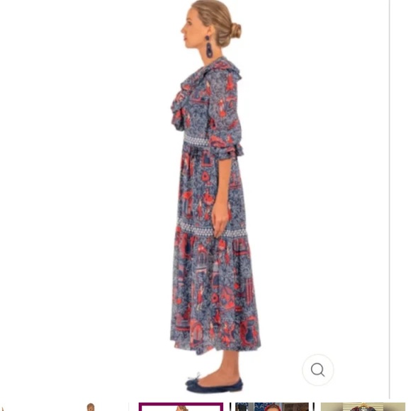 Gretchen Scott Tiered Ruffle Maxi Dress Chinoiserie Sitting Pretty Palanquin XL - Picture 2 of 13